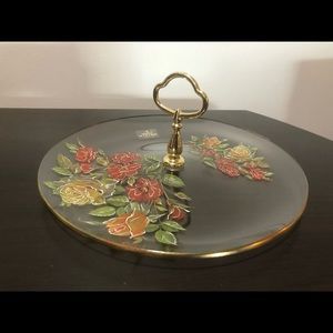 Handmade Viking Glass Tidbit tray floral dish